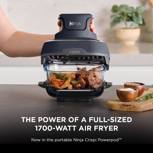Ninja Crispi 1700W CleanCrisp™ Glass Air Fryer (FN101IN) | 1.4L & 3.8L containers